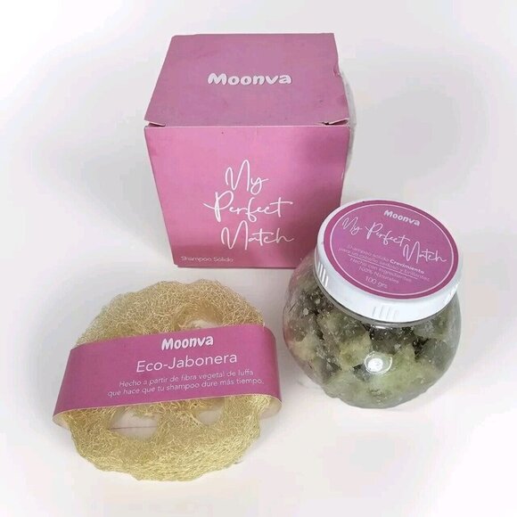 MOONVA Solid Shampoo My Perfect Match Hair Growth Green Star Shaped Bars 3 P Set - Picture 1 of 11